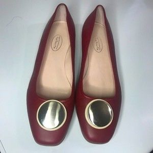 Talbots Genuine Leather Embellished Red Flats Size 9